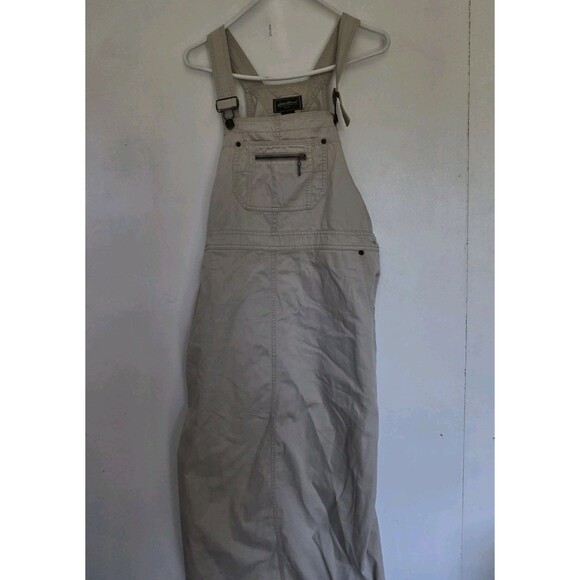 Eddie Bauer Outfitter Womens Bib Overalls Small Cotton Beige Natural Hipster - Picture 1 of 6